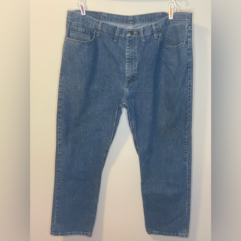 - Wrangler Men’s Regular Fit Medium Wash Blue Jeans Size 44x30 (42x28.5)